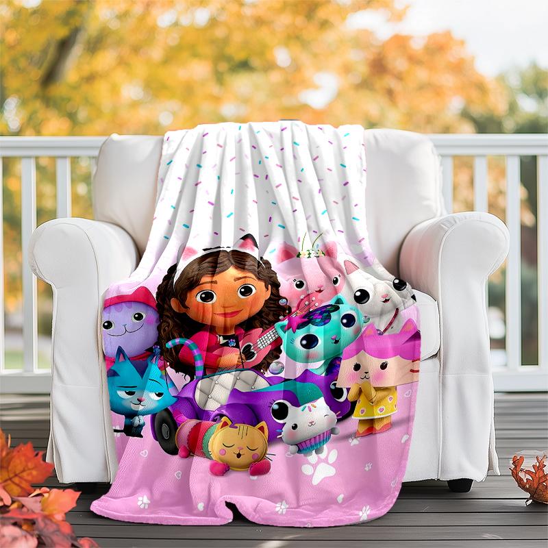 Gabby's Dollhouse Theme Printed Blanket - Perfect for Couch, Bed, Travel & Outdoor Use | Machine Washable, Cozy & Durable.
