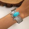 Antique Copper Tone Gypsy Metal Carving Cuff Bracelets& Bangles For Women Bohemian Turquoise Beaded Bangle Jewelry Gifts