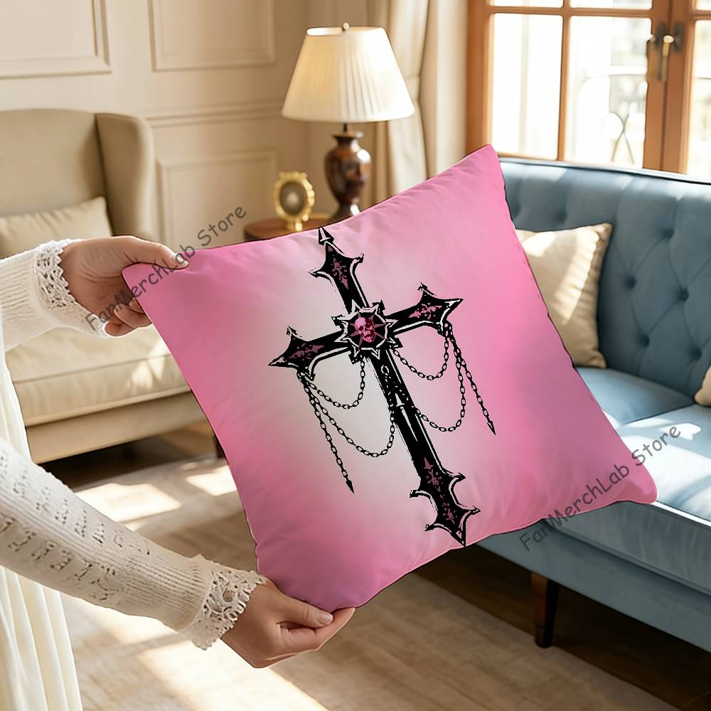Gothic Cyber Sigil Cross Eyes Printed Pillow Cover Cushion Case Simple Sofa Pillow Case No Pillow Core