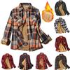 Модная флисовая рубашка в клетку с принтом для дам, зимняя куртка с лацканами на пуговицах, карманное женское пальто