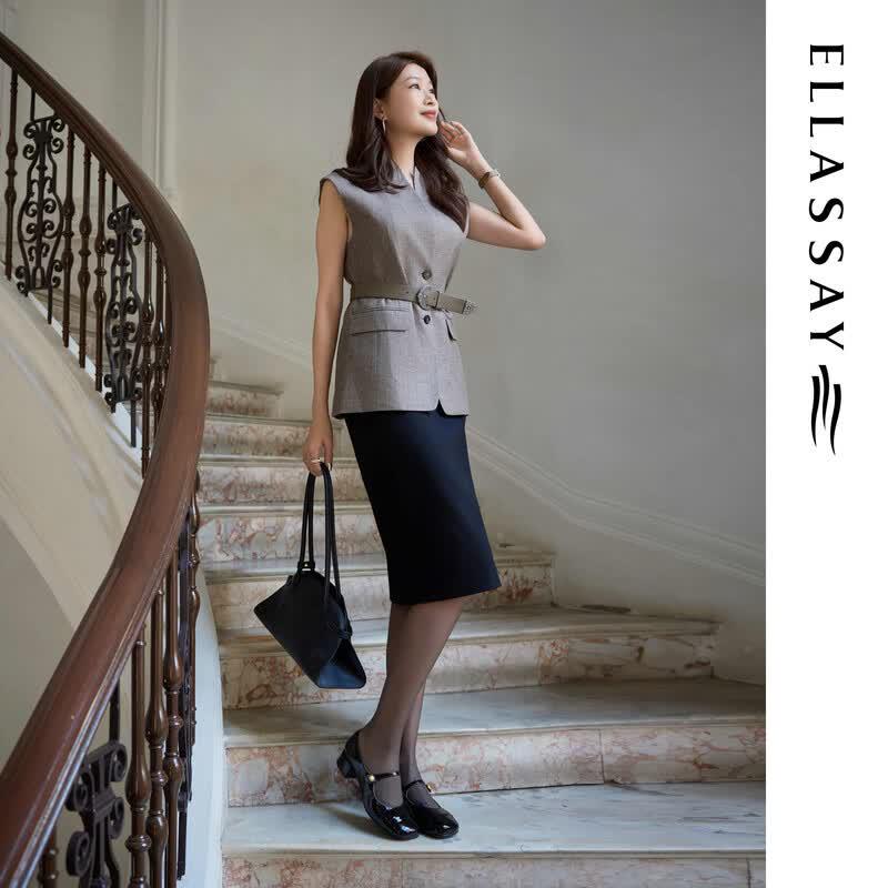ELLASSAY 2026 Early Autumn A-Line Midi Skirt