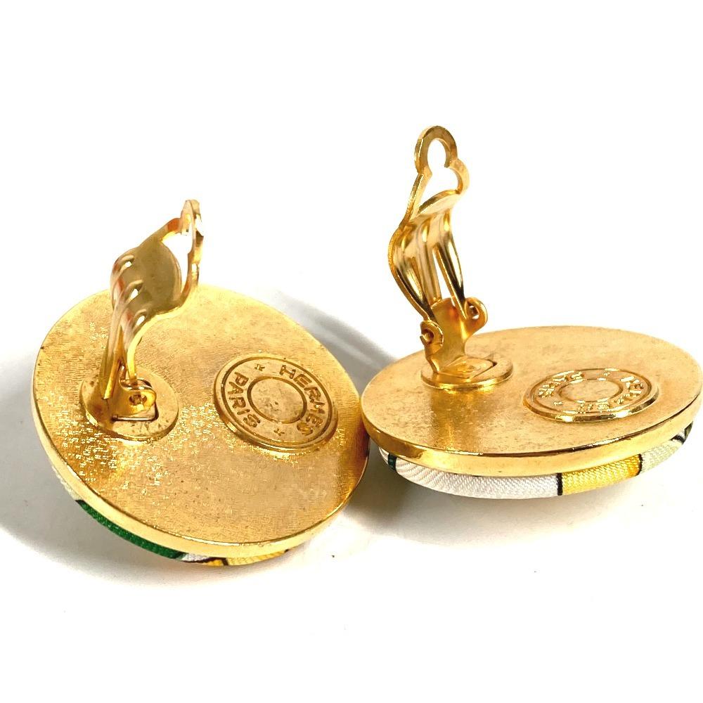 HERMES vintage All-over print round logo Accessory Jewelry Earrings