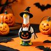 Halloween Goose Statue Mini Desk Statue, Cute Small Figurine with Hand Painted Garden Pumpkin Apron And Wizard Hat for Home Office Table Decor