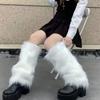 Пушистые гетры из искусственного меха, зимние носки до колен, уютные чехлы на сапоги для женщин и девочек