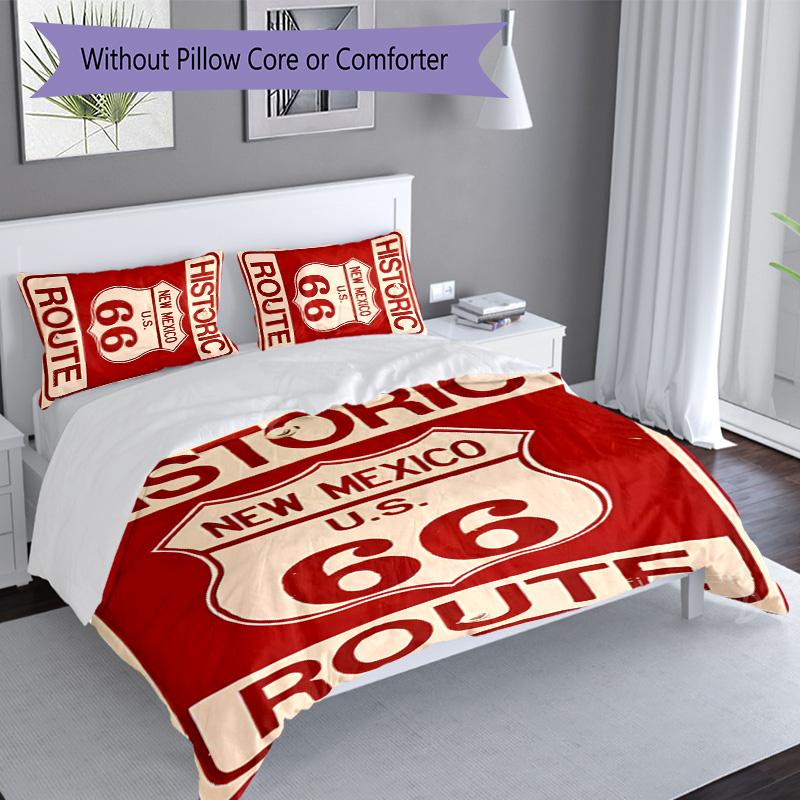 3pcs U.S. Route 66(0) pattern bedding set duvet cover set includes duvet cover &pillowcases, perfect all season bedroom decoration & gift