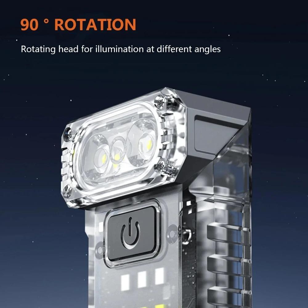 3 шт. Светодиодный вращающийся мини-фонарик-брелок, USB-зарядка, свет-клипса для шляпы, 6000 лм, карманный аварийный фонарь для кемпинга, рыбалки, прогулок