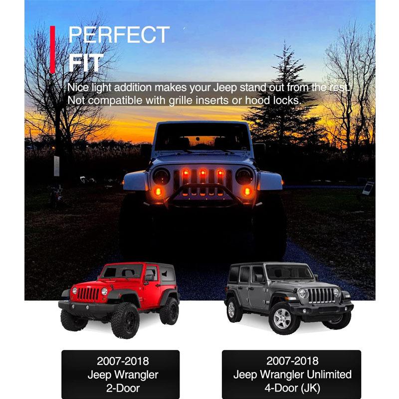 YMT Pre-Runner LED Grille Light Bar Kit for 2007-2018 Jeep Wrangler JK 2-Door/Unlimited 4-Door (JK), Plug & Play Waterproof