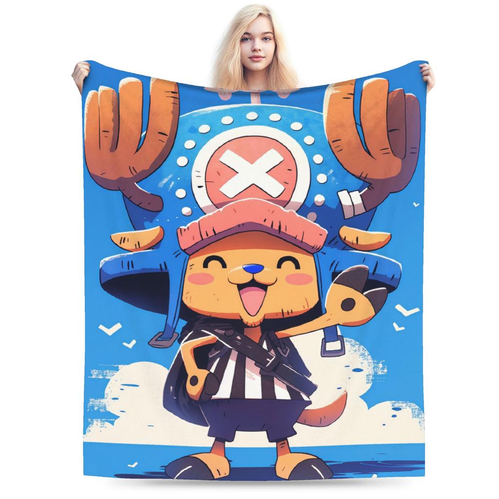 One Piece Tony Tony Chopper Anime Blanket Flannel Autumn/Winter Portable Soft Throw Blanket for Home Couch Bedspread