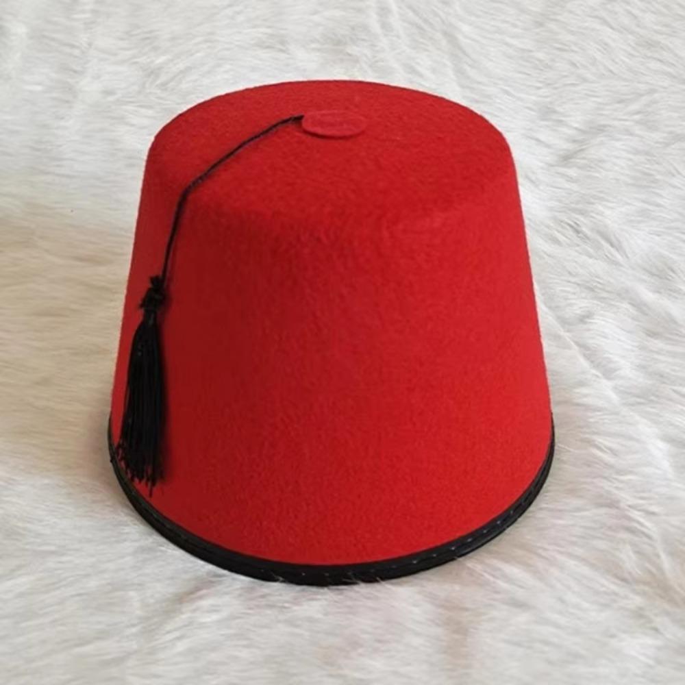 Аксессуары для костюма Круглая фетровая феска Марокканская шляпа Красный цвет Тарбуш Феска Османская Дышащая Турецкая Кисточки Шапка Вечеринка Шляпа