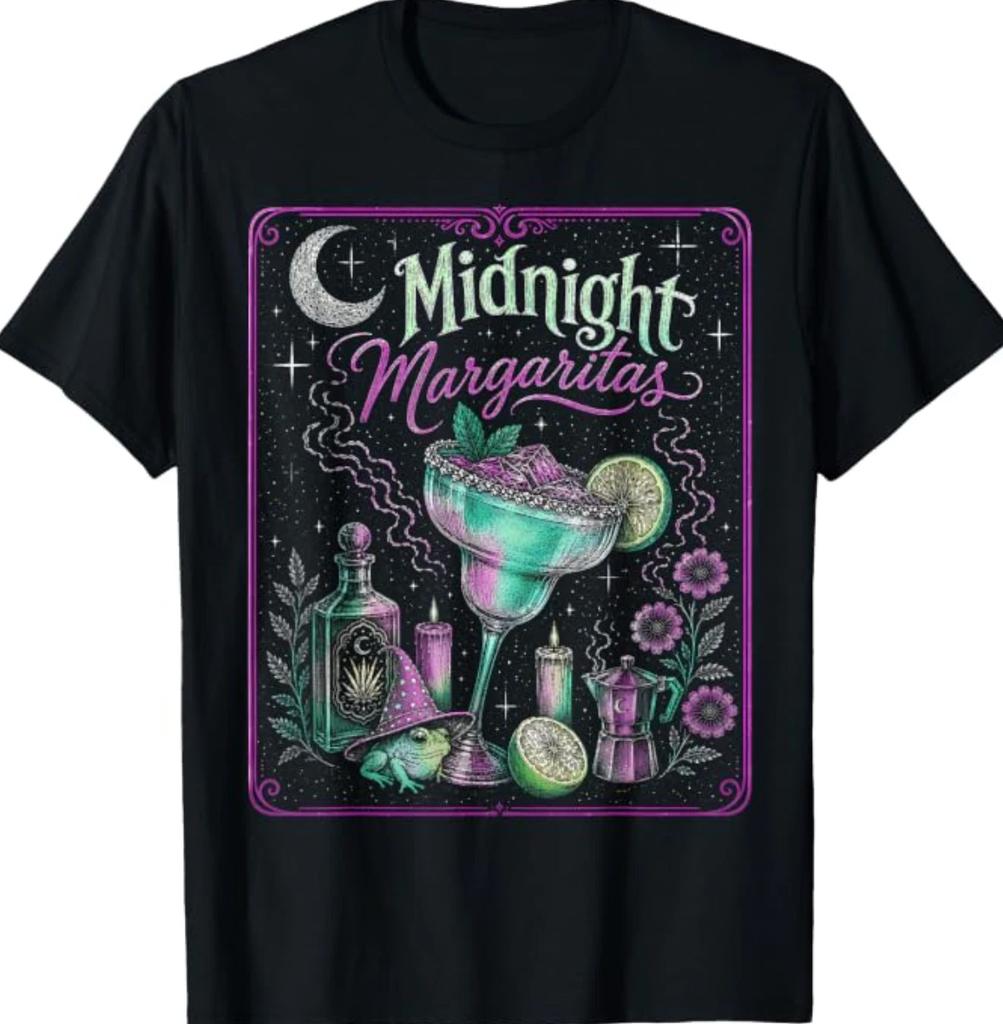 Midnight Margaritas Witchy Spooky Drinking Halloween Lovers T-Shirt