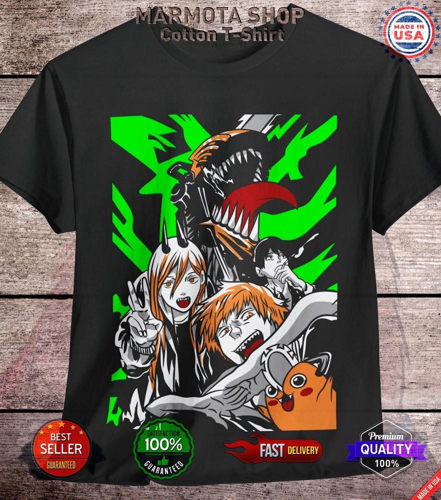Denji Power Pochita Chainsaw Man Shirt Anime Tee T-Shirt Manga Otaku Makima CSM