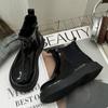 Girls' Bright Leather Martin Boots Korean Version of The Spring and Autumn Black Mid-cut Children's Fashion All-match Pu Leather Short Boots