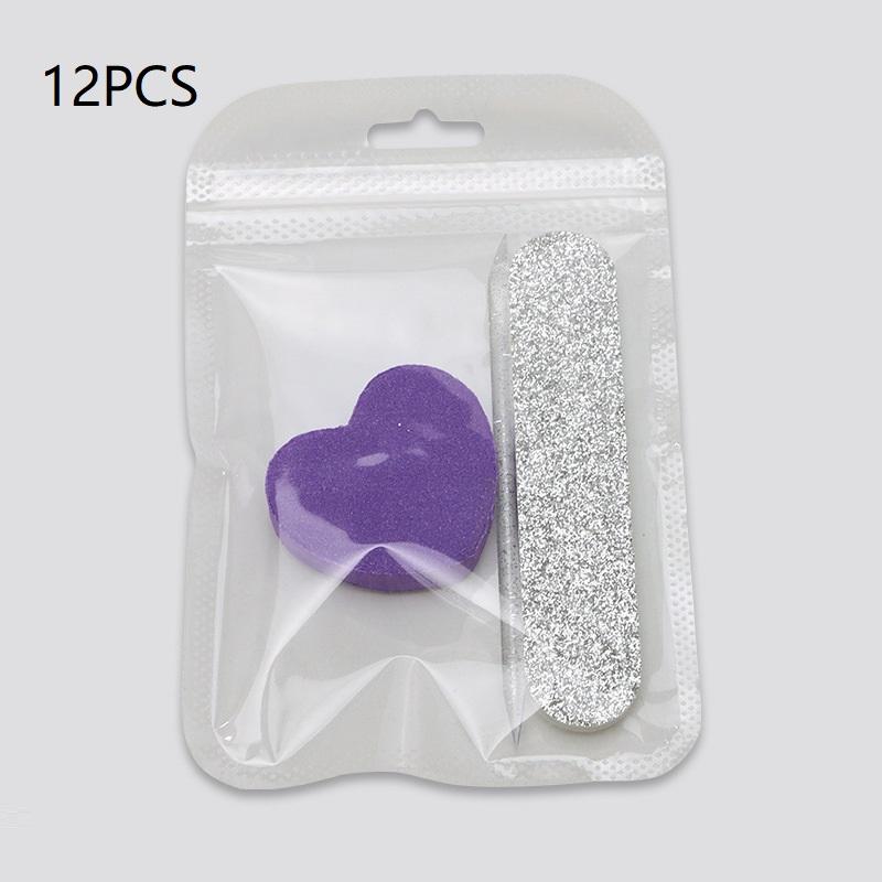 12Pcs Glitter Nail Care Kit - Heart-Shaped Buffer, Crystal Rod, And Double-Sided File For Nail Art And Pedicures