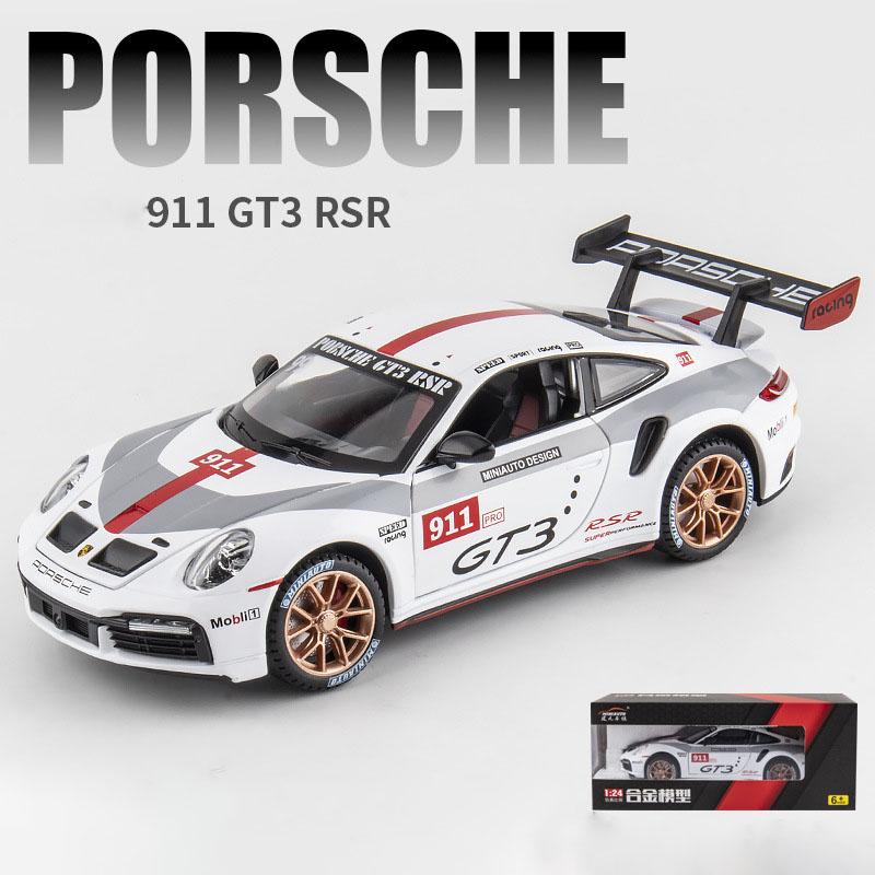 1/24 Scale 911 GT3 RSR Sports Diecast Car Model Toy, Pull Back Toy Vehicle with Sound and Light for Kids Toddler Boys Girls Gift Collection