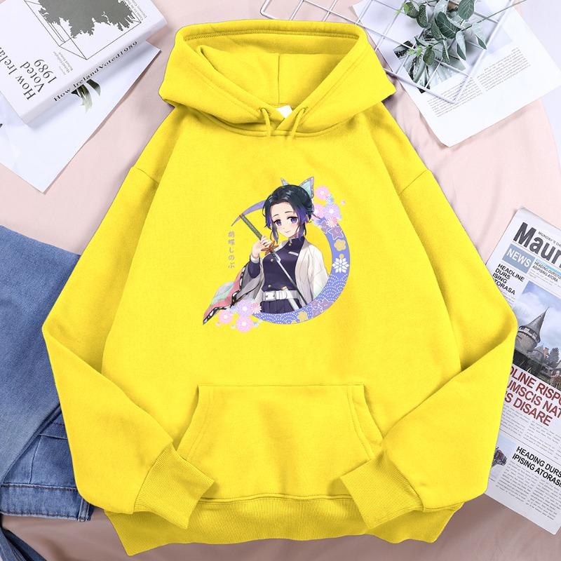New Hot Anime Demon Slayer Kochou Shinobu with A Sword Womens Hoodie Casual Autumn Hoody Warm Fleece Tops Female Sweatshirt