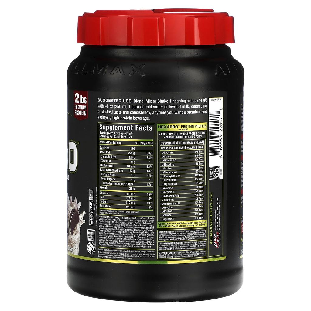 Hexapro™, High Protein Lean Wheat, Cookies & Cream, 907G (2Lbs)