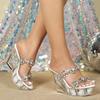 Rhinestone Slope Heel 11CM Nightclub High Heels Slippers Women's Shoes Catwalk Pole Dance Shoes Crystal Sole LFD-1101-Q8