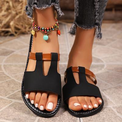 Летние новые женские шлепанцы на плоской подошве большого размера, S вырез, однотонные, с открытым носком, удобные резиновые пляжные туфли для женщин