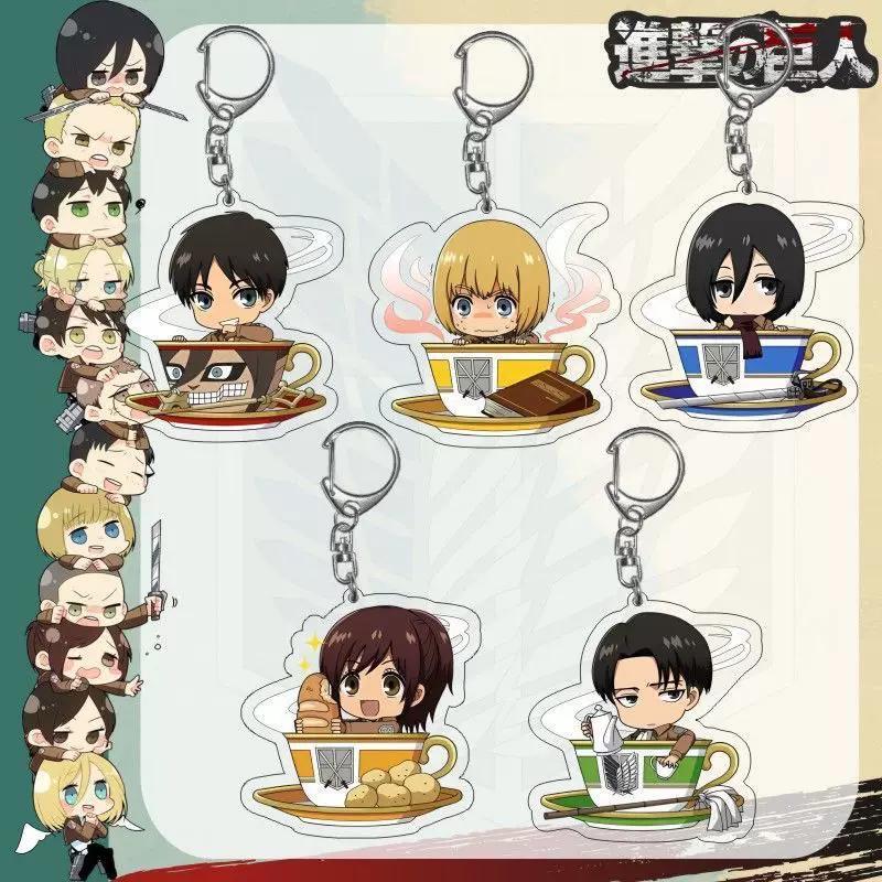 Attack on Titan Anime Acrylic Keychain Charm, Mikasa Levi Eren Bag Hanging Ornament