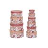 Jeu De Caisses De Rangement Empilables DKD Home Decor Fleurs Rond Carton