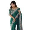 Women's Georgette Bandhani Printed and Embroidery Lace Saree With Unstitched Blouse Piece