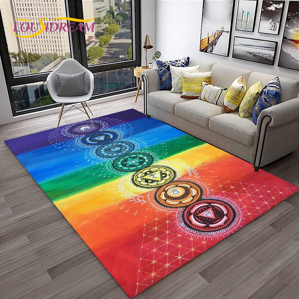 Naturalize Yoga Meditation Rainbow 7 Chakra Soft Carpet Rug для дома, гостиной, спальни, дивана, коврика для двери, декора, нескользящий напольный коврик