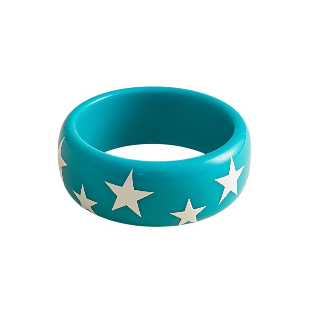 Korean Ins Star Wide Bracelet Resin Pentagram Hand Ring Exaggerated Y2k Star Bangle Decoration