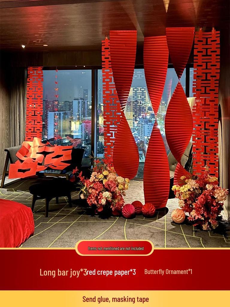 Hotel Wedding Decor Set: Groom's Living Room & Bride's Bedroom Arrangement Supplies.