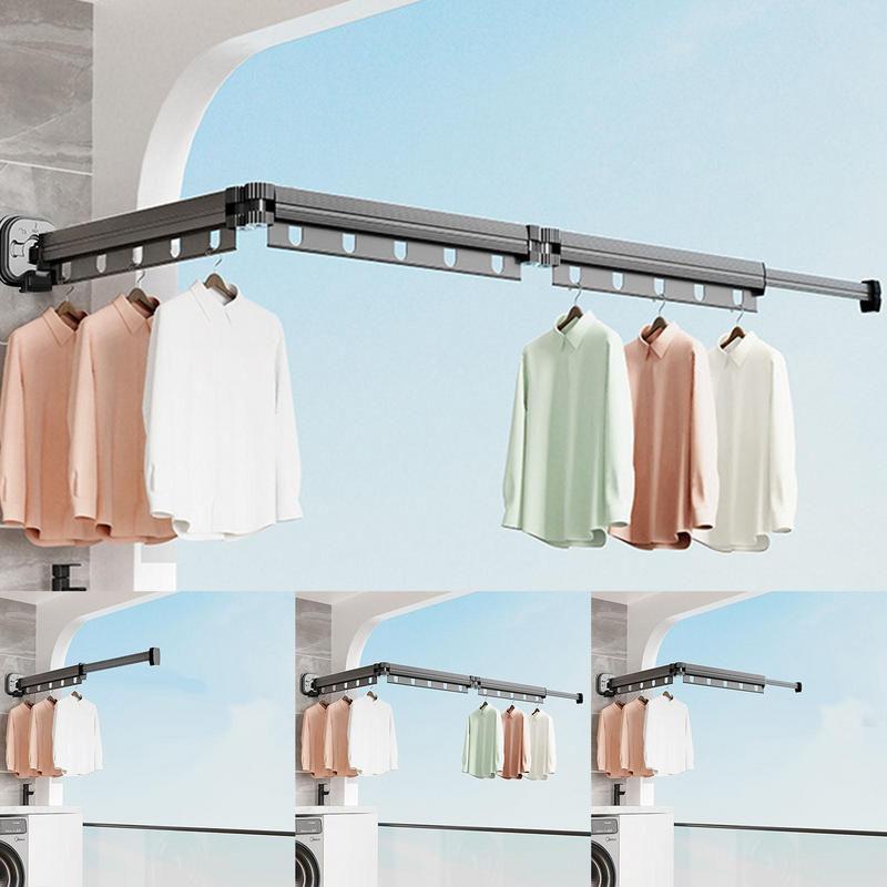 Portable Folding Drying Rack Traceless Wall Mounted Clothes Drying Rack Space Saving Clothes Hanger No Drilling Bathroom