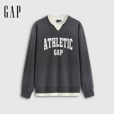 Gap Унисекс Свободный свитшот с принтом логотипа и круглым вырезом