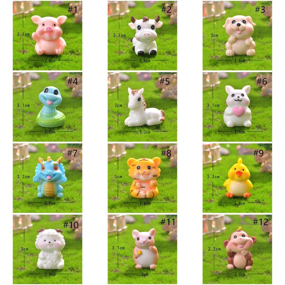 Симпатичные мини-фигурки «Двенадцать знаков зодиака» для самостоятельного изготовления украшений в виде животных, аксессуары для украшения сада