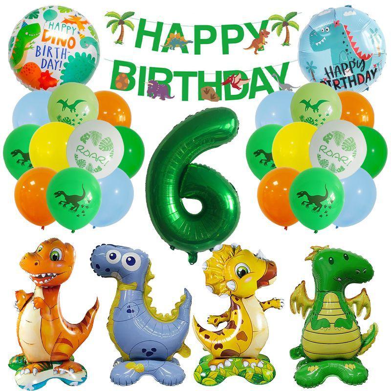 Dinosaur-themed Banner Birthday Party Decoration for Children's Birthday Party - Digital Balloon Decoration
