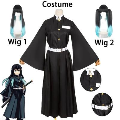 Аниме Demon Slayer Косплей Костюм Tokitou Muichirou Косплей Kimetsu No Yaiba Kisatsutai Униформа Парик Одежда для Хэллоуина