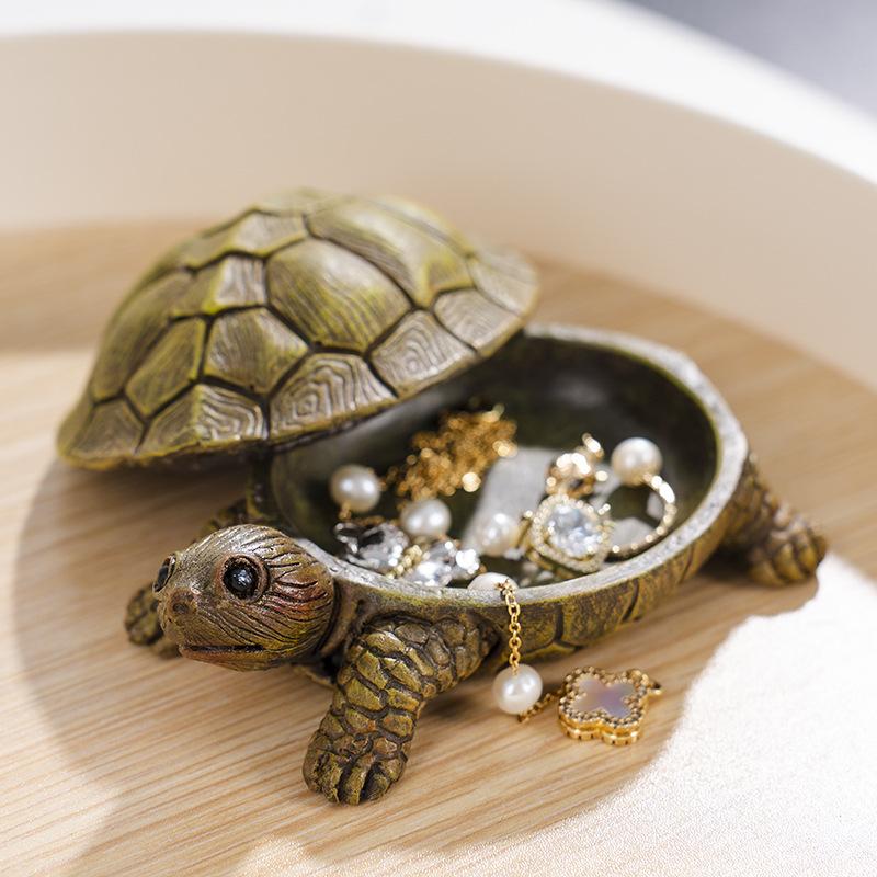 Nordic Modern Turtle Jewelry Storage Box Resin Statue Crafts Home Tv Cabinet Decoration Sculpture Figurines Art Design Ornaments