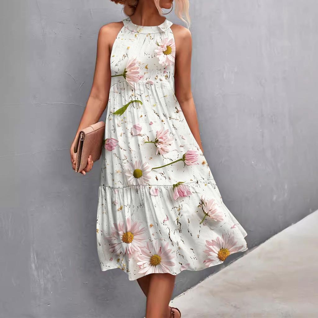 Женские летние платья без рукавов с принтом ко Дню святого Валентина, свободные, повседневные, с висячим вырезом, пляжные платья