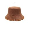 Sun Protection Pure Color Warm Caps Casual Female Hats Winter Foldable Plush Fishman Hat  Girl