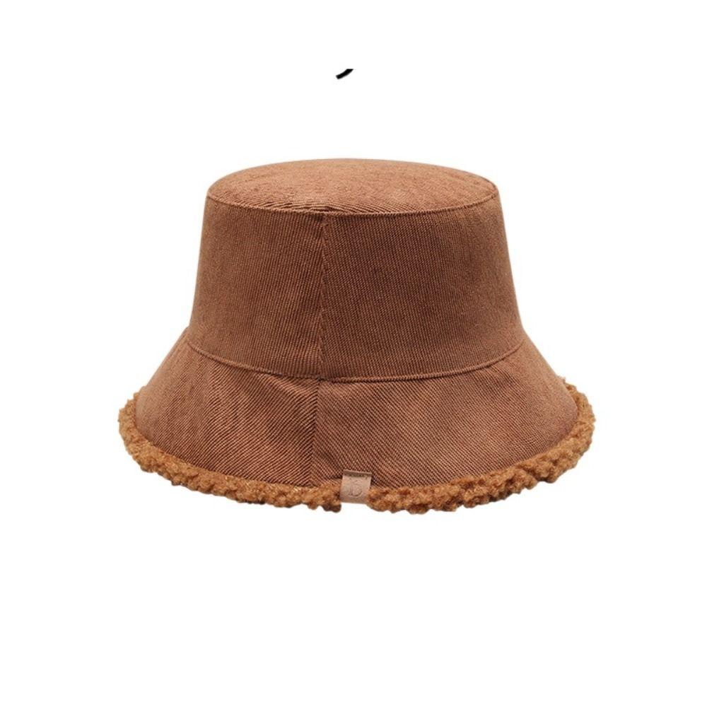 Sun Protection Pure Color Warm Caps Casual Female Hats Winter Foldable Plush Fishman Hat  Girl