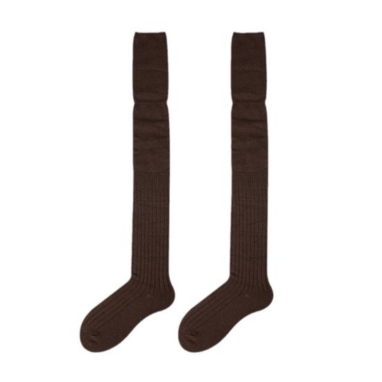 Чулки-ботфорты для женщин, с присборенным верхом, из толстого хлопка, вязаные, выше бедра, зимние, осенние гетры