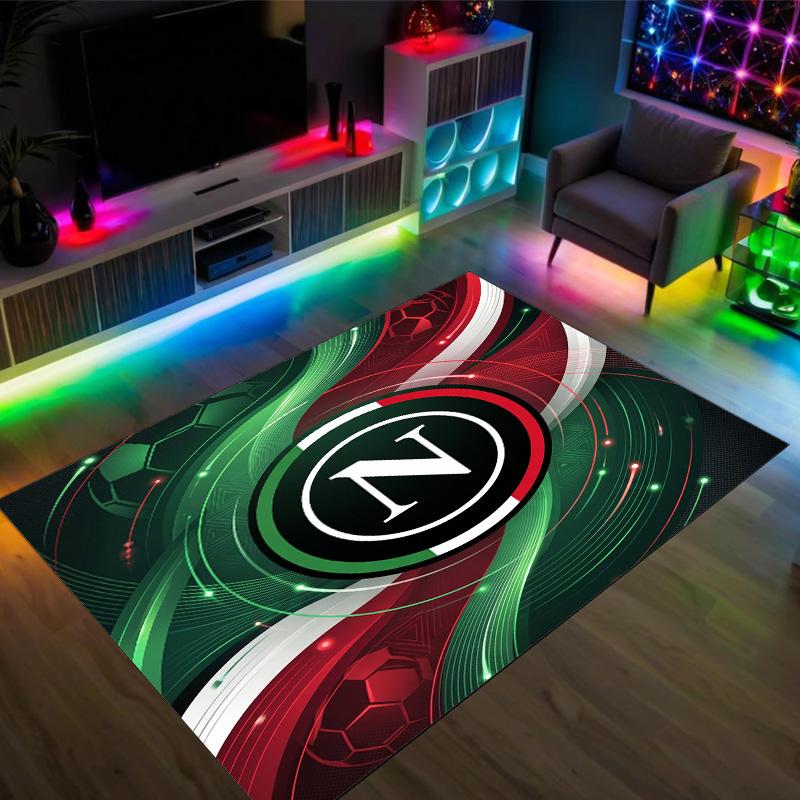 Napoli FC Design Crystal Velvet Carpet Cozy Non?Slip Printed Rug For Bedroom Living Room Entrance