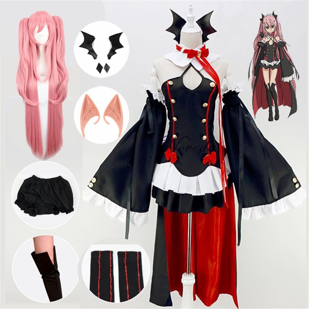 Серафим Конца Owari no Seraph Krul Tepes Косплей Костюм Униформа Парик Косплей Аниме Ведьма Вампир Хэллоуин Костюм Для Женщин