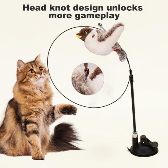 Интерактивная игрушка для кошек с хлопающими крыльями, активируемая касанием, электрическая летающая птица, игрушка со щебечущими звуками, имитация плюшевого воробья для помещений