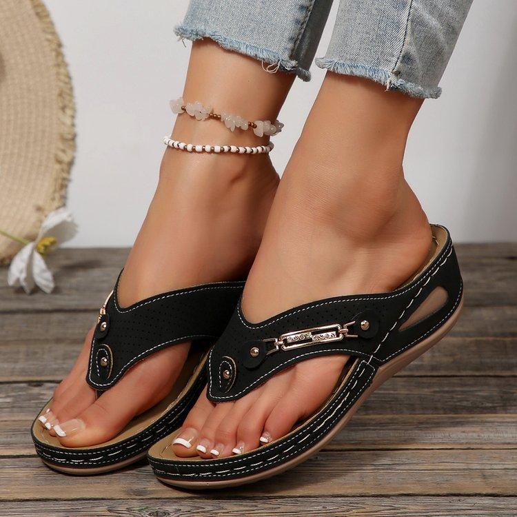 Summer Women's Thick Soled Sloping Shoes, High-heeled Sandals, Comfortable, Soft and Lightweight Women's Shoes, and Open Toed Shoes