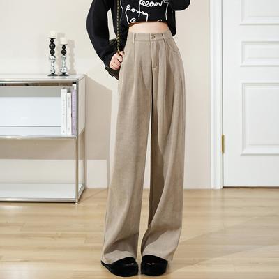 Новые ретро брюки на осень и зиму, с высокой посадкой, узкого кроя, широкие брюки, брюки прямого кроя, повседневные брюки, толстые брюки до пола для женщин