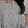 Glass Pearl Gradual Change Long Sweater Chain Imitation Shijia Pearl Chain A Wear More Niche Temperament Necklace Women