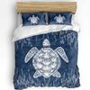Sea Turtle Blue Starfish Shell Duvet Cover With Pillow Case Custom 3pcs Bedding Set Quilt Cover Double Bed Home Textile