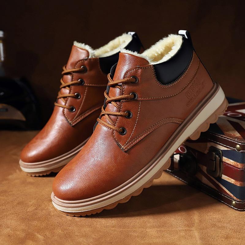 Модные ботинки, мужская модная обувь, мужская обувь, высокие мужские ботинки средней высоты в британском стиле, зимние ботинки из хлопка и бархата54
