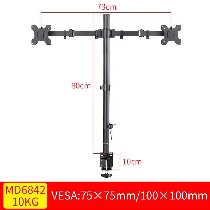 No-Drill Dual Screen Desktop Monitor Stand with Pneumatic Retractable Arm