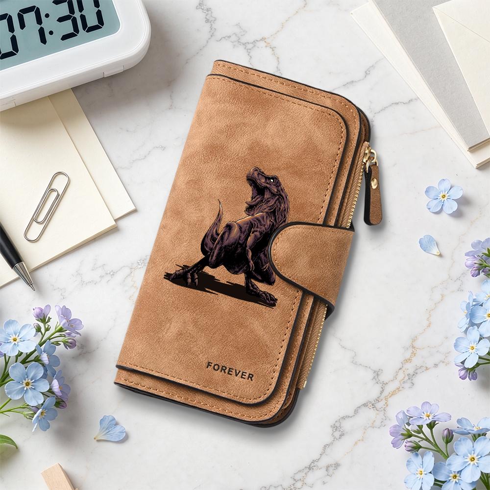 Vintage Dinosaur Pattern Forever Long Wallet Multi Card Holder Fashion Purse