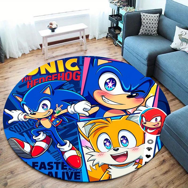Sonic Hedgehog Round Area Rug Carpet Rug For Living Room Bedroom Sofa Playroom Decor Nonslip Floor Mat