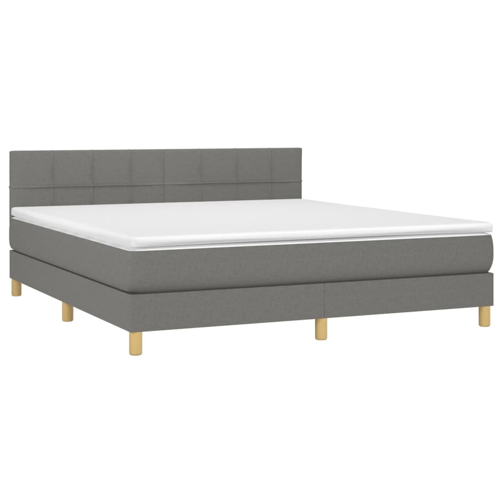 Vidaxl Континентальная кровать с матрасом, темно-серая ткань 160x200 см